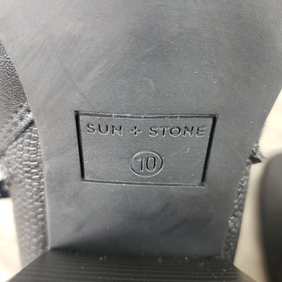 Sun Stone Boots Womens 10 M Black Block Heel Zip Ankle Booties Graceyy - Picture 12 of 12